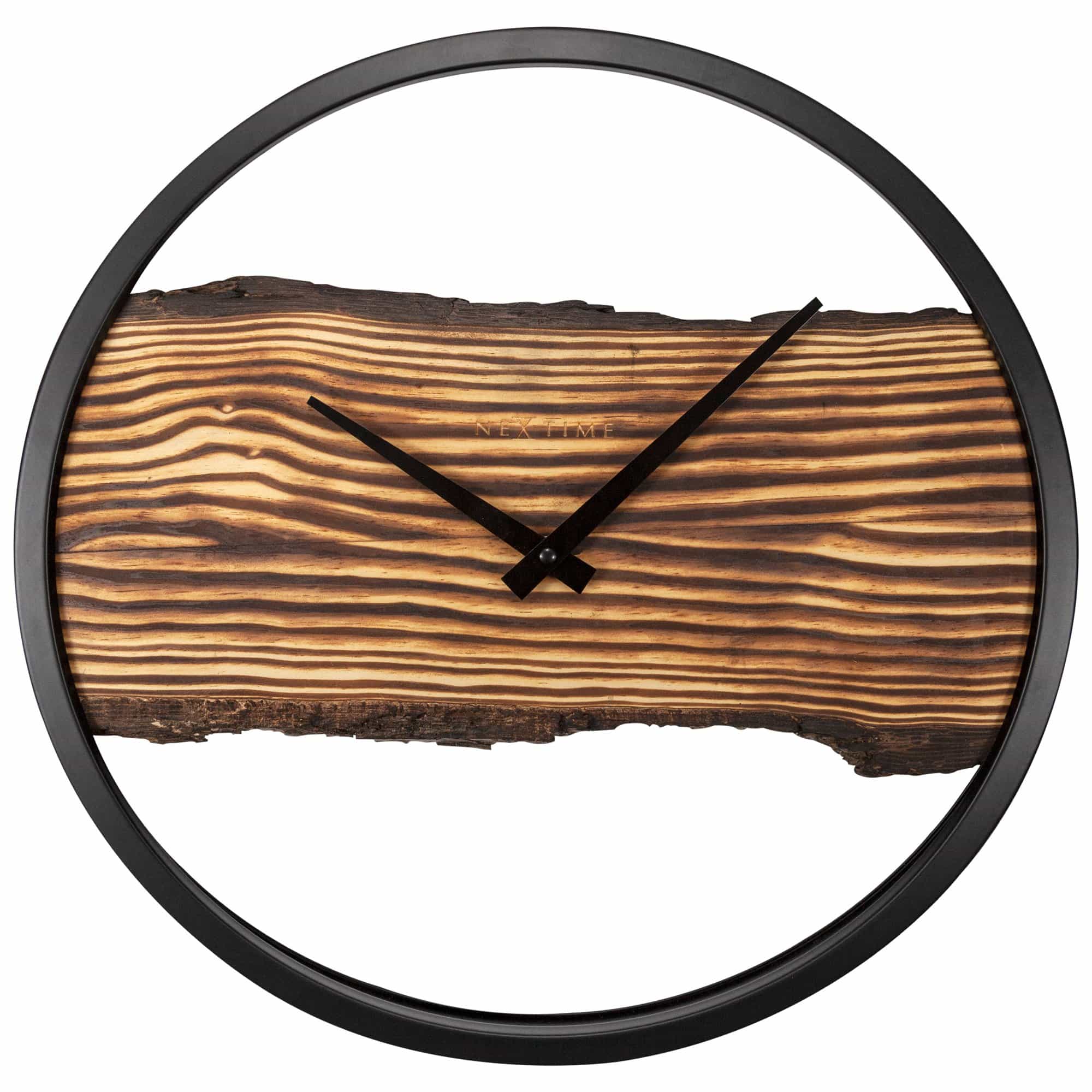nextime-forest-holz-wanduhr-30-cm-holz-metall-schwarz-lautlos image 1
