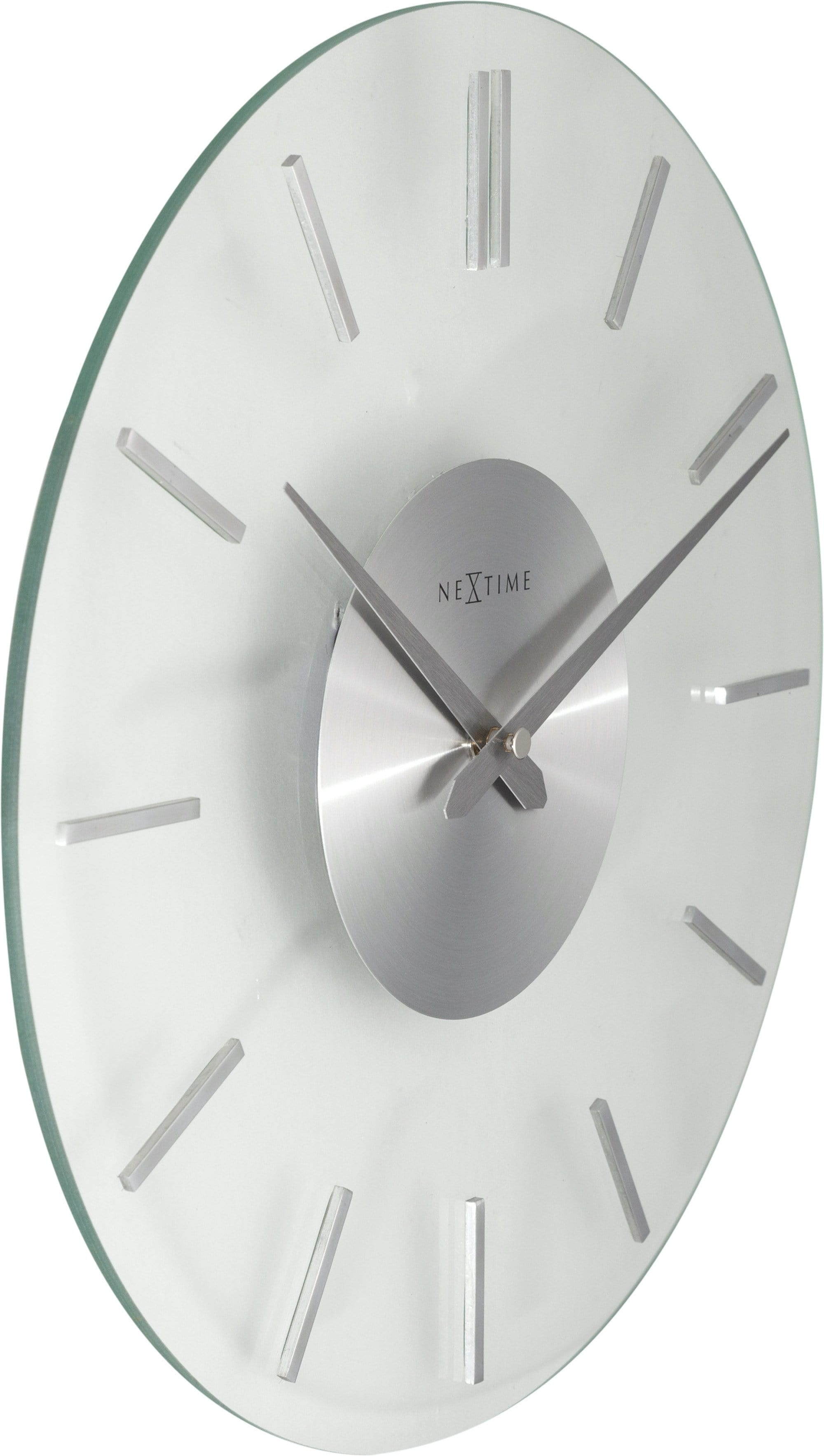 nextime-stripe-wanduhr-26cm-aluminium-milchglas-lautlos image 2