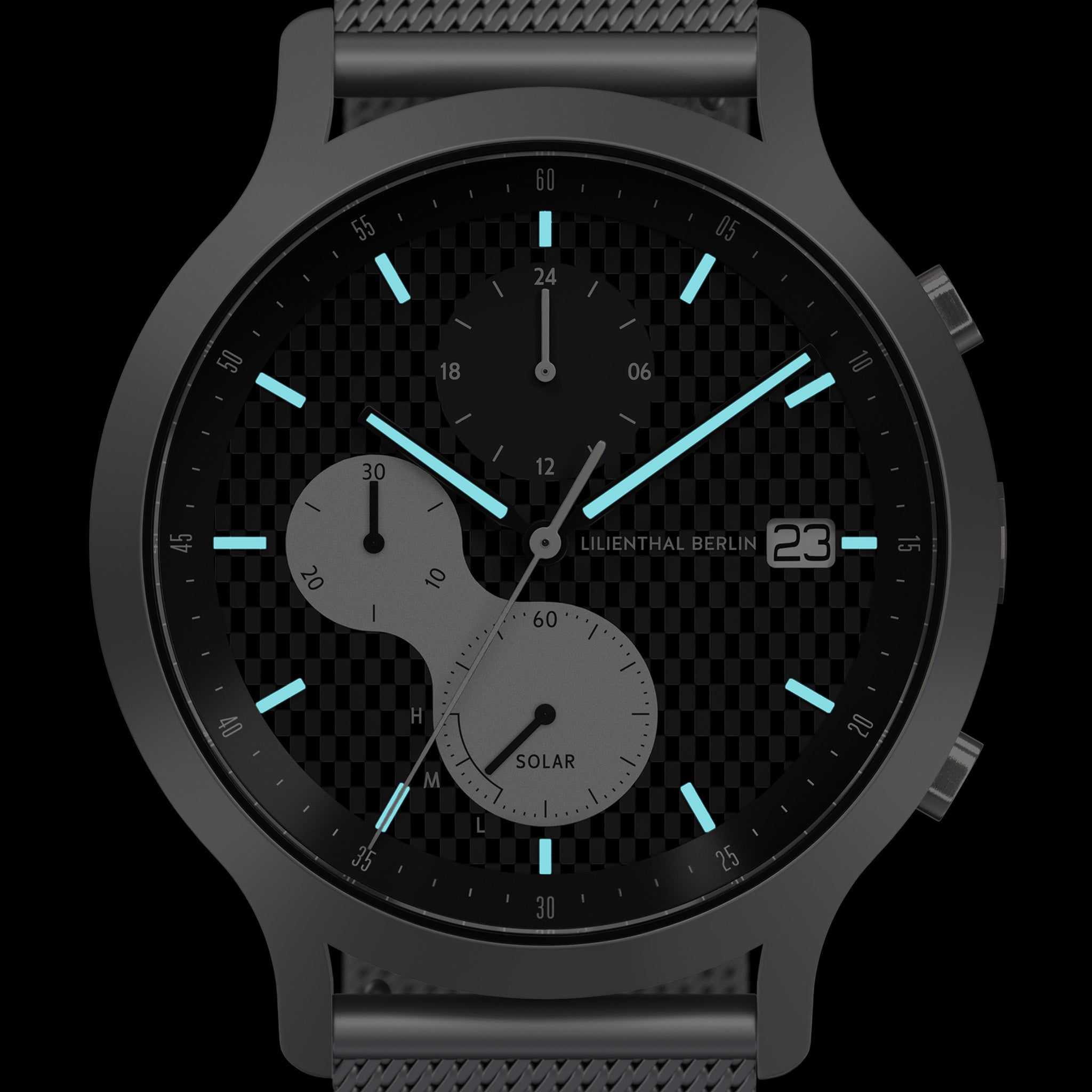 lilienthal-berlin-chronograph-solar-edition-iii-carbon-armbanduhr-mit-meshband image 7
