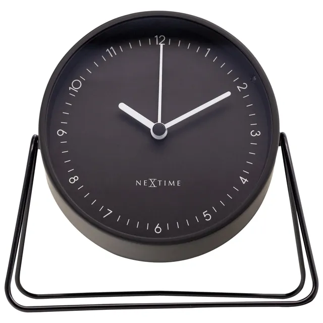 nextime-berlin-table-tischwecker-14x13x7-cm-lautlos-metall-schwarz-grau image 1