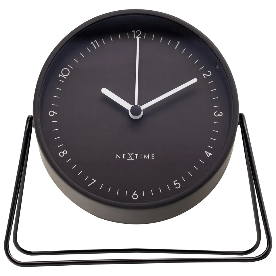 nextime-berlin-table-tischwecker-14x13x7-cm-lautlos-metall-schwarz-grau image 1