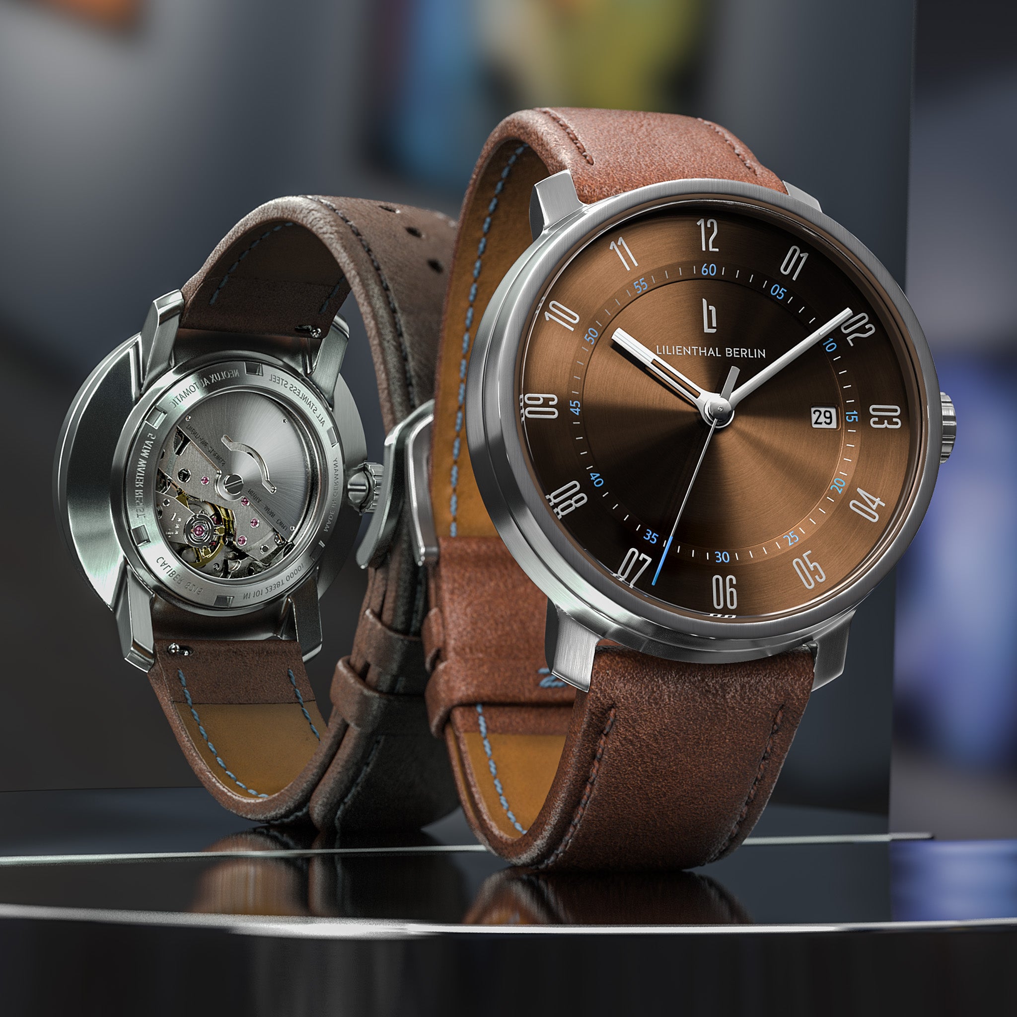 lilienthal-berlin-neolux-silver-brown-automatik-uhr-42-mm-2 image 3