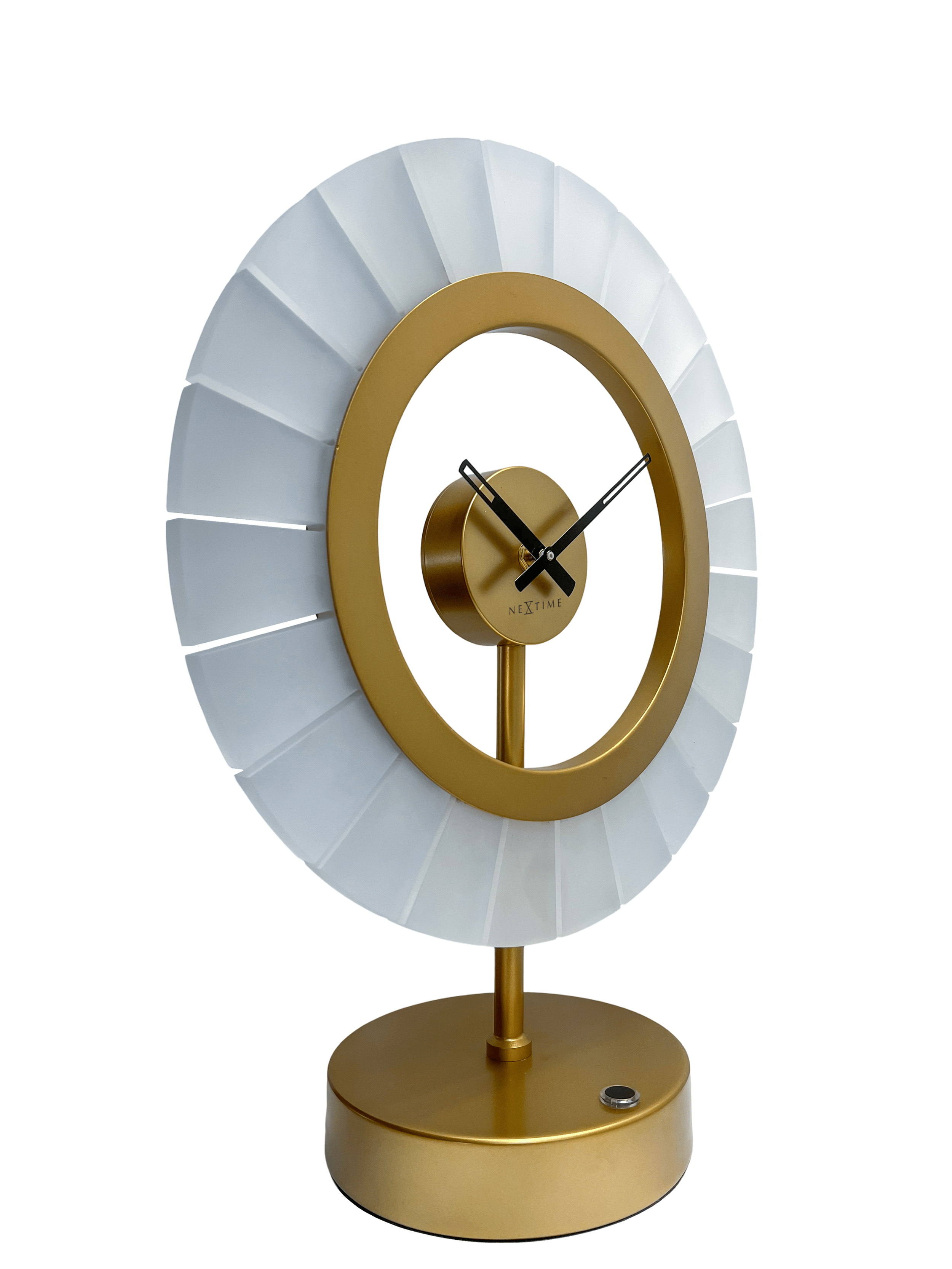 nextime-ting-tischlampe-mit-uhr-33x42cm-champagnergold-schwarz-metall-acryl image 2