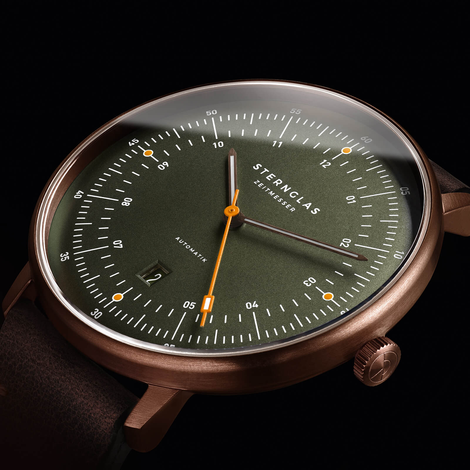 sternglas-hamburg-automatik-edition-bronze-42-mm-gr-n-leder image 2