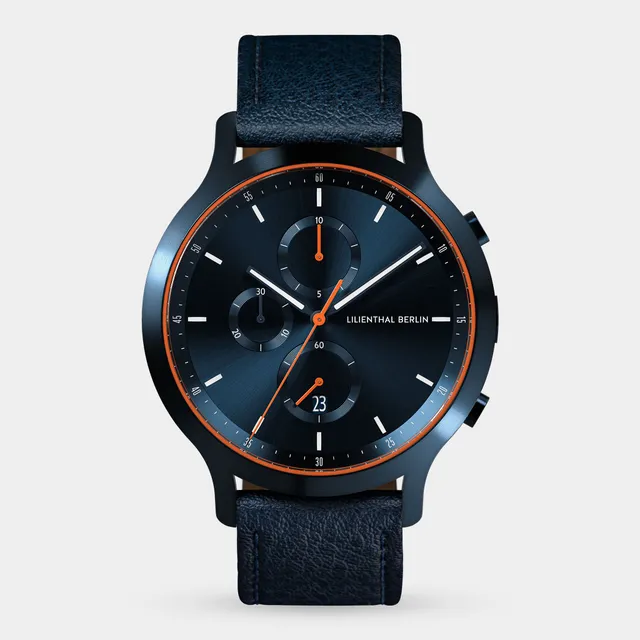 lilienthal-berlin-chronograph-armbanduhr-blue-orange-2 image 1