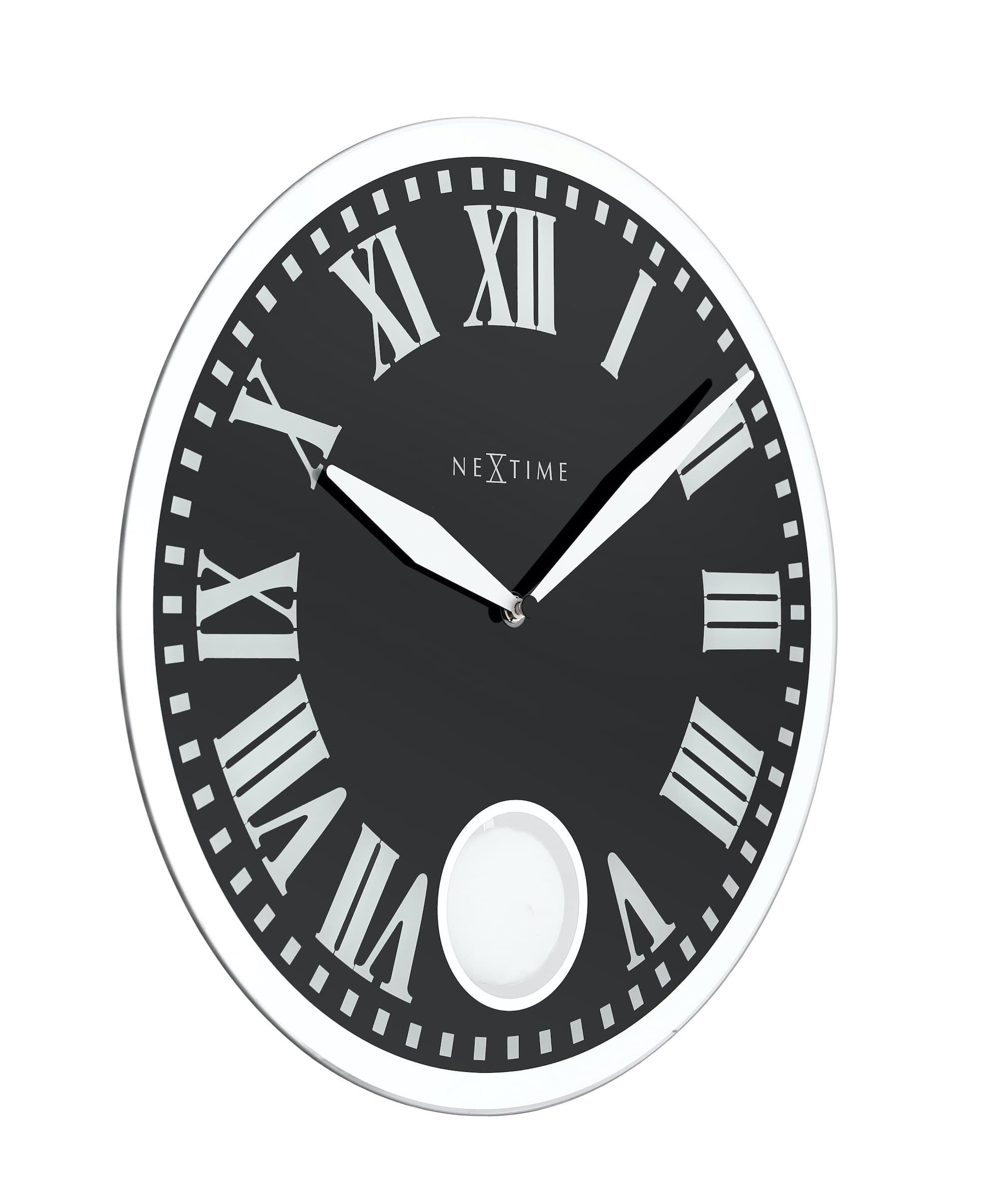 nextime-romana-wanduhr-glas-43-cm-mit-pendel-schwarz-altwei image 2