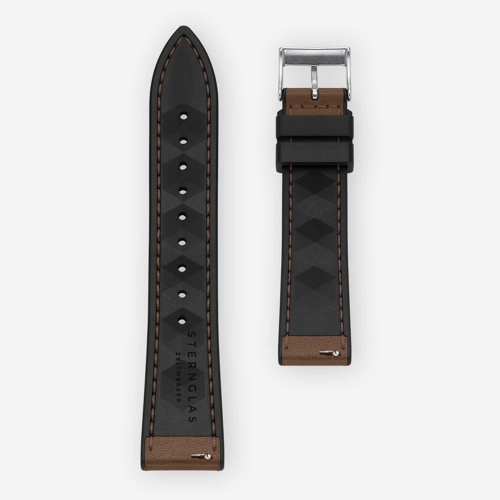 sternglas-hybrid-armband-20-mm-dunkelbraun-leder-silikon image 3