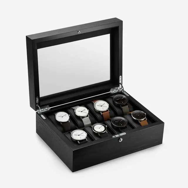 sternglas-sammlerbox-f-r-8-uhren-schwarz-eichenfurnier image 1