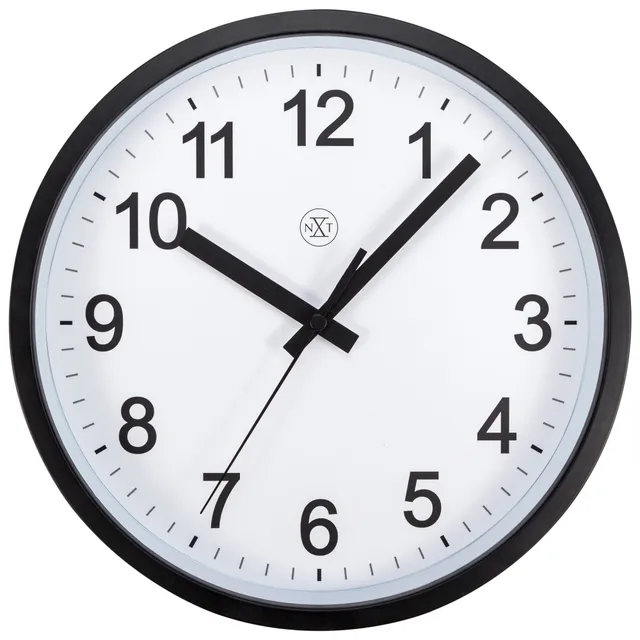 nextime-robust-wanduhr-25-5-cm-lautlos-wei-schwarz-kunststoff image 1