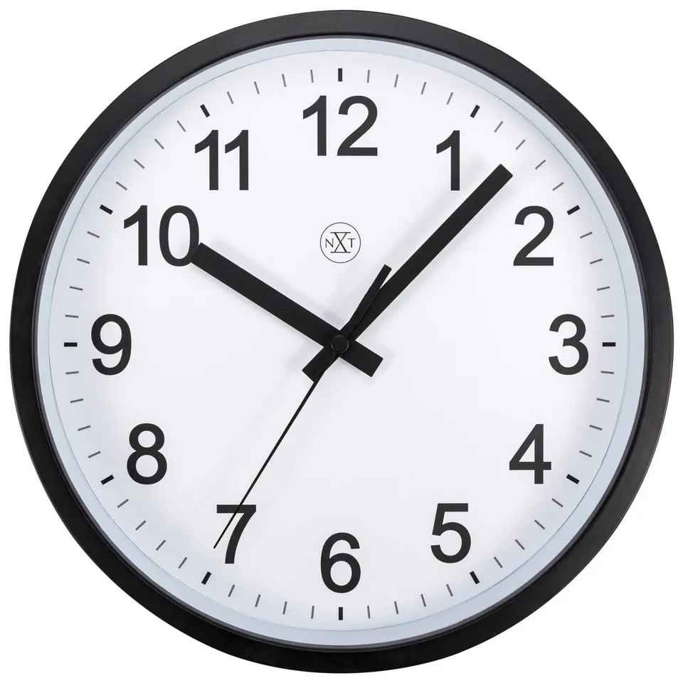 nextime-robust-wanduhr-25-5-cm-lautlos-wei-schwarz-kunststoff image 1