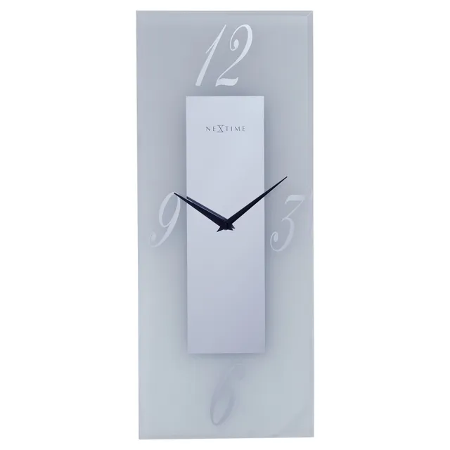 nextime-dali-wanduhr-20x50cm-lautlos-glas-frosted-mirror-silber image 1