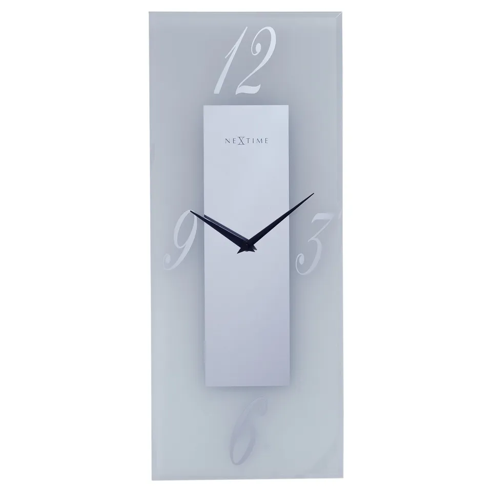 nextime-dali-wanduhr-20x50cm-lautlos-glas-frosted-mirror-silber image 1