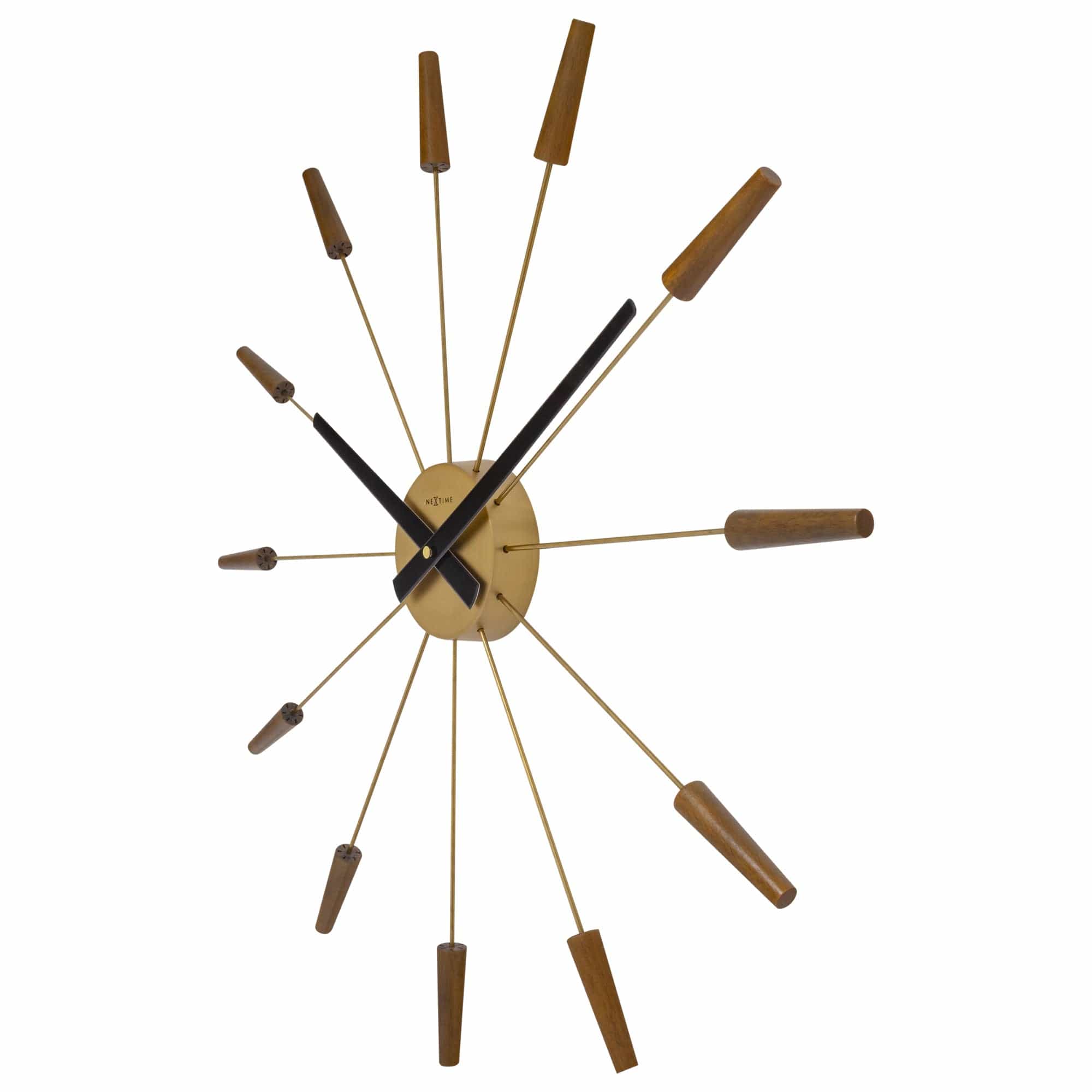 nextime-plug-inn-wanduhr-58-cm-edelstahl-holz-lautlos-designer image 5
