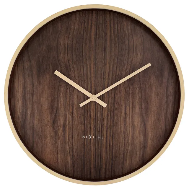 nextime-oslo-large-wanduhr-50-cm-leise-dunkelbraun-hellbraun-japandi-stil image 1