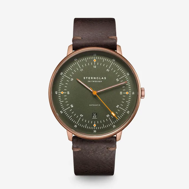 sternglas-hamburg-automatik-edition-bronze-42-mm-gr-n-leder image 1