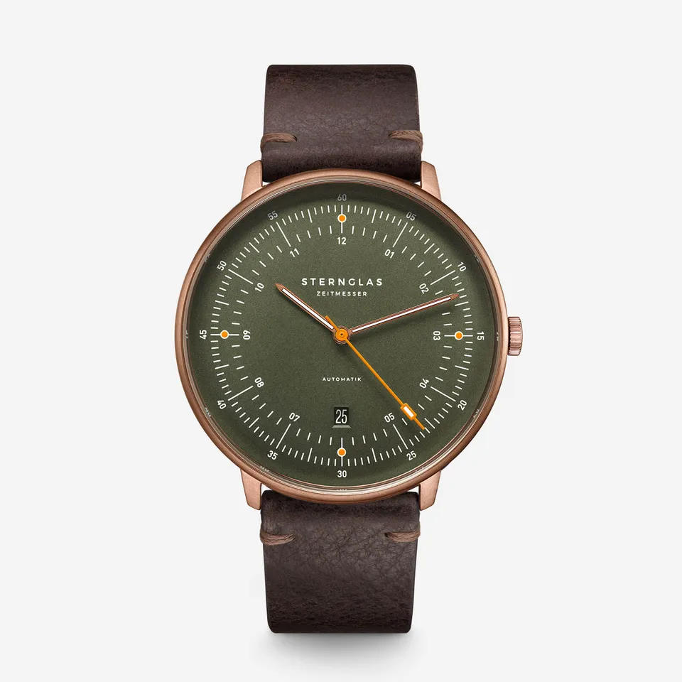 sternglas-hamburg-automatik-edition-bronze-42-mm-gr-n-leder image 1
