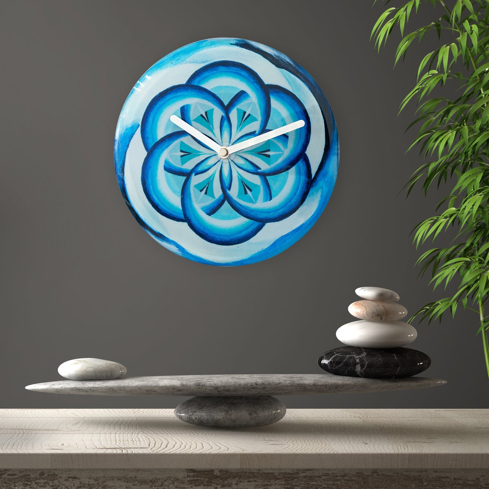 nextime-cosmo-table-tisch-wanduhr-20cm-blau-tempered-glass-lautlos image 5