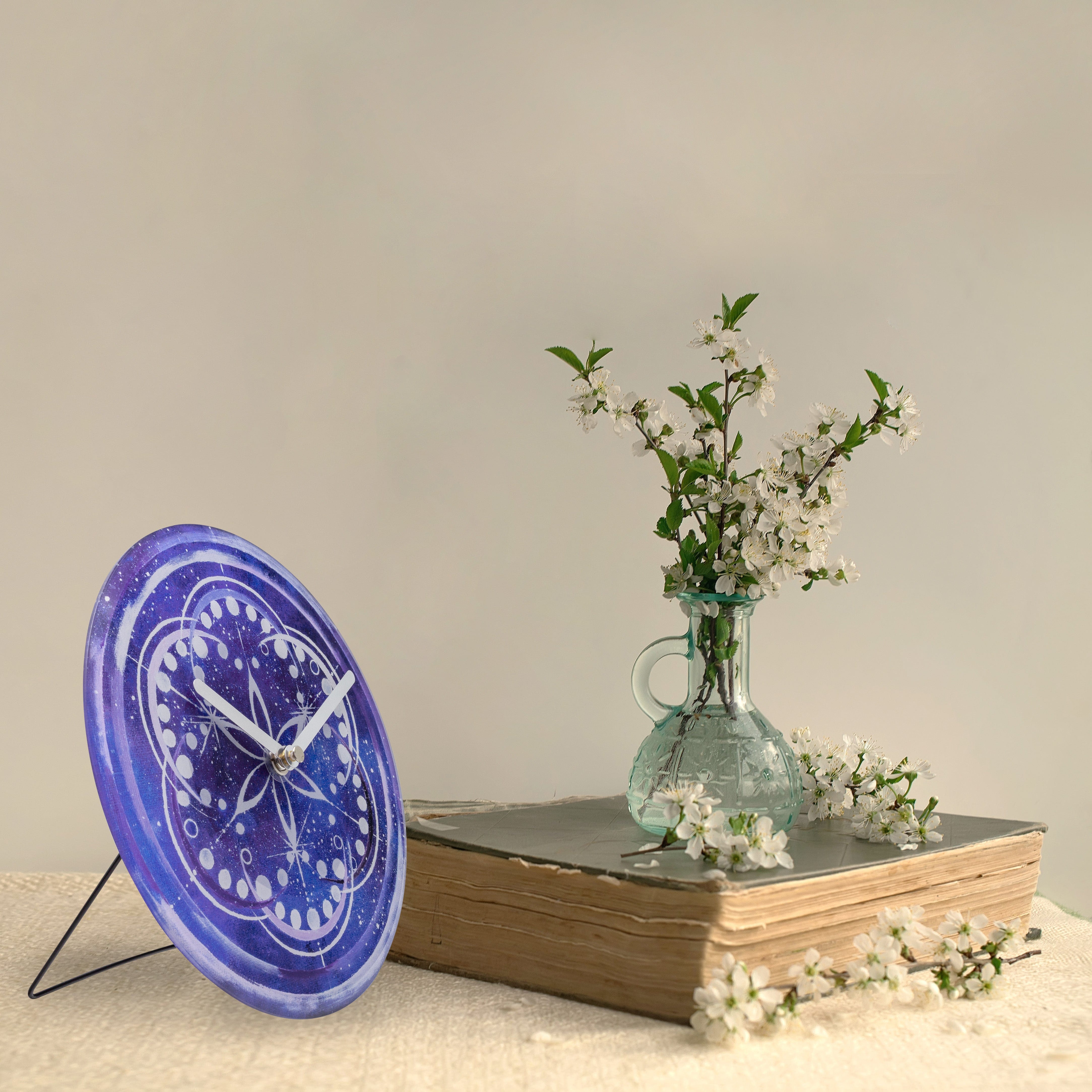 nextime-cosmo-table-tisch-wanduhr-20-cm-indigo-geh-rtetes-glas-leise-kosmisches- image 6