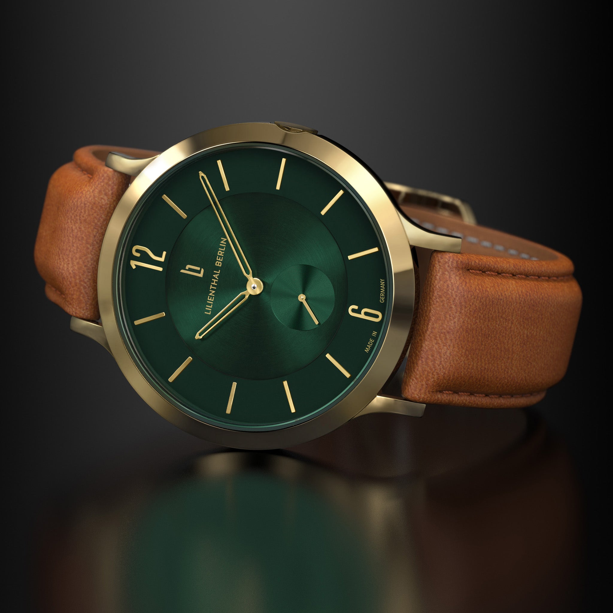 lilienthal-berlin-the-classic-armbanduhr-gold-green-42-5-mm image 3