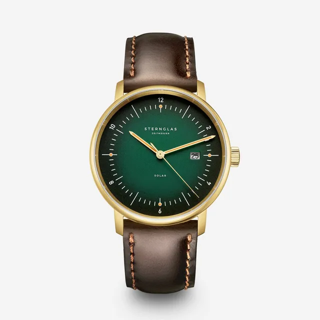 sternglas-naos-solar-herrenuhr-38mm-dunkelgr-n-leder image 1