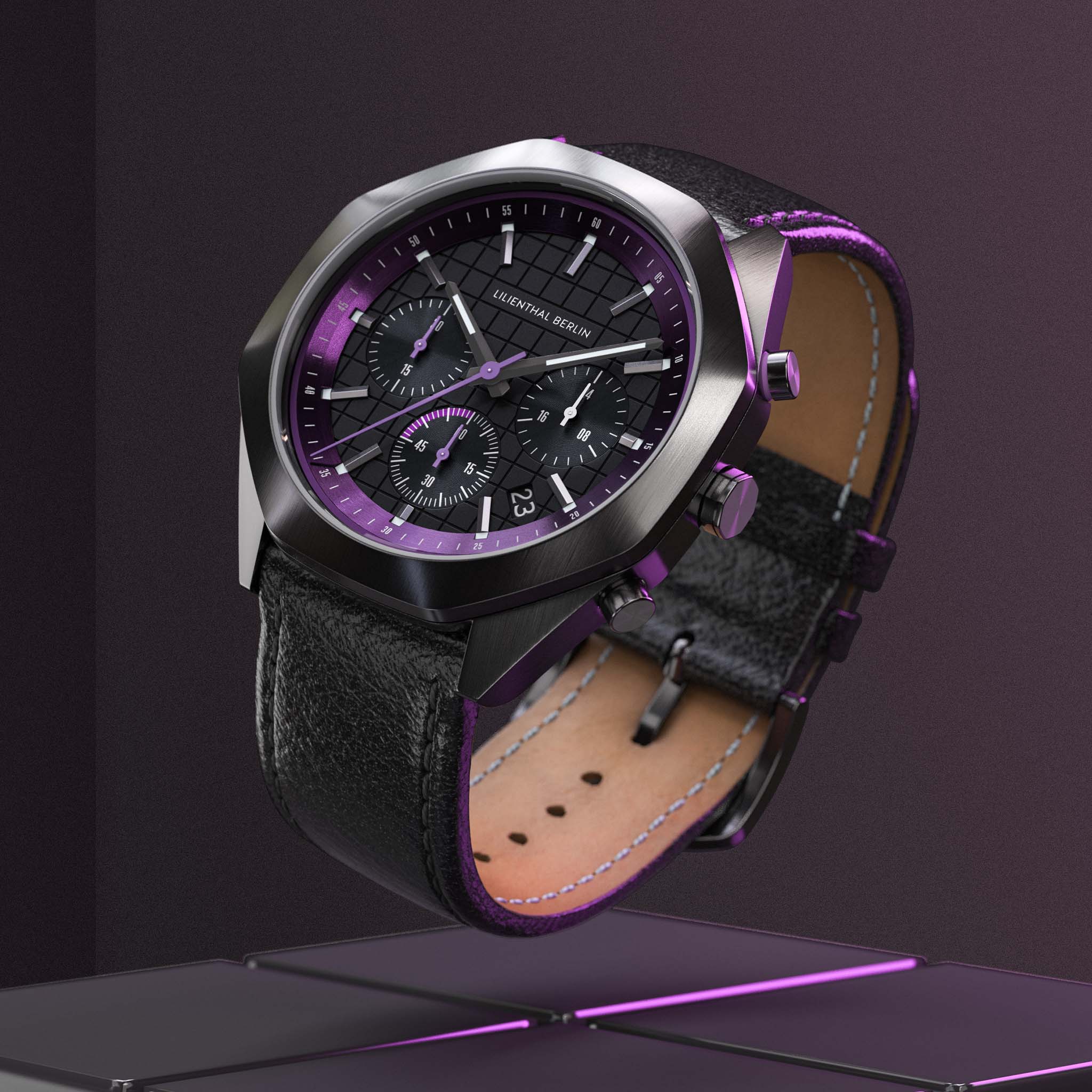 lilienthal-berlin-octachrono-chronograph-dark-silver-purple-40-mm-edelstahl image 3
