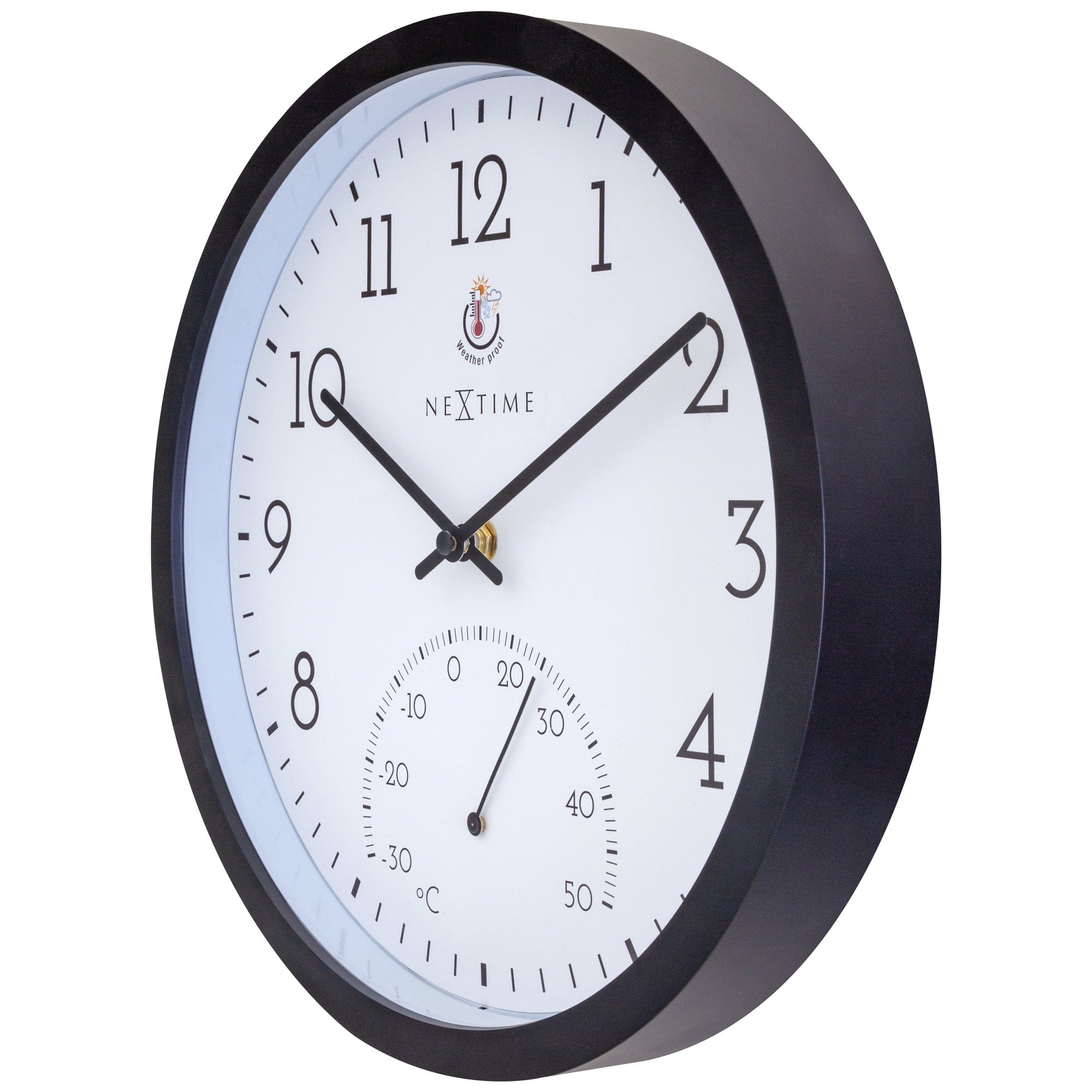 nextime-marigold-outdoor-wanduhr-30-5-cm-mit-thermometer-schwarz-wei-wetterfest image 8