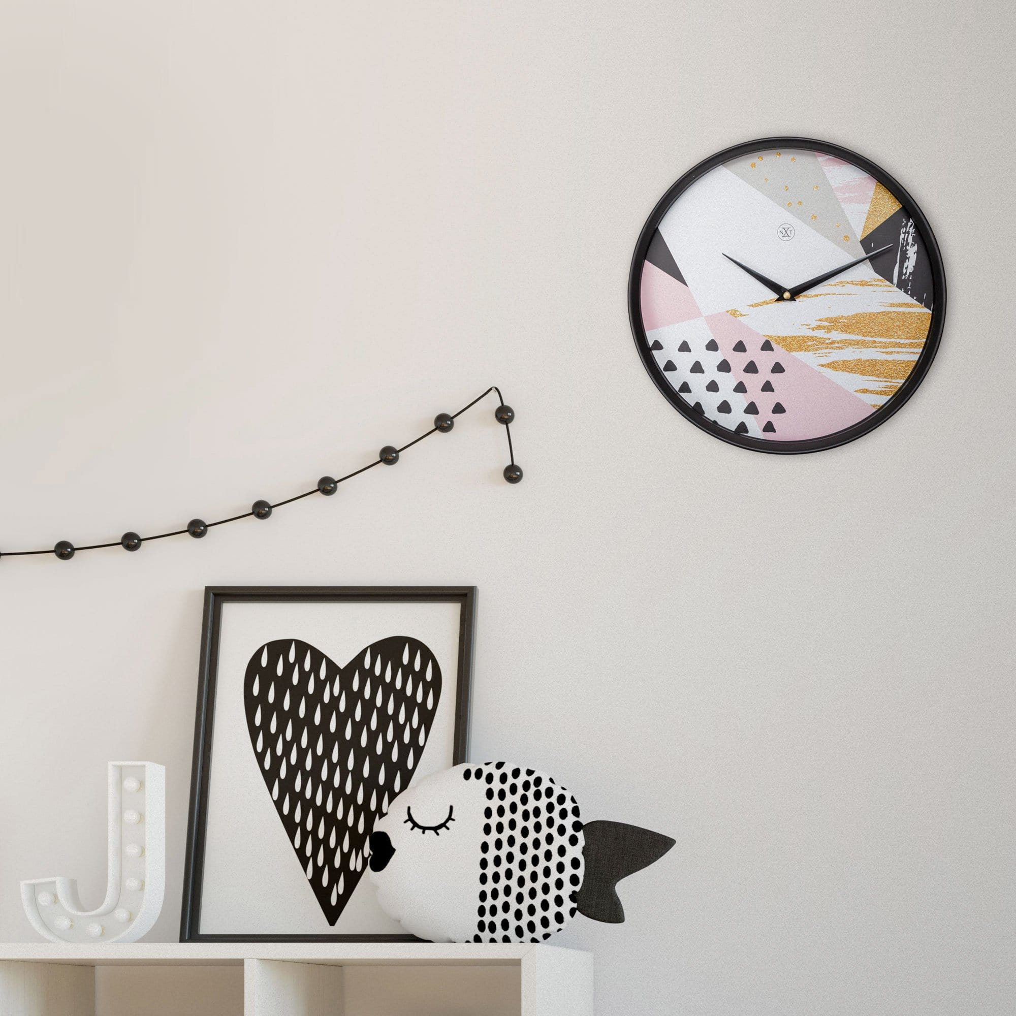 nextime-grace-wanduhr-30-cm-schwarz-kunststoff-lautlos-mit-trend-print image 7