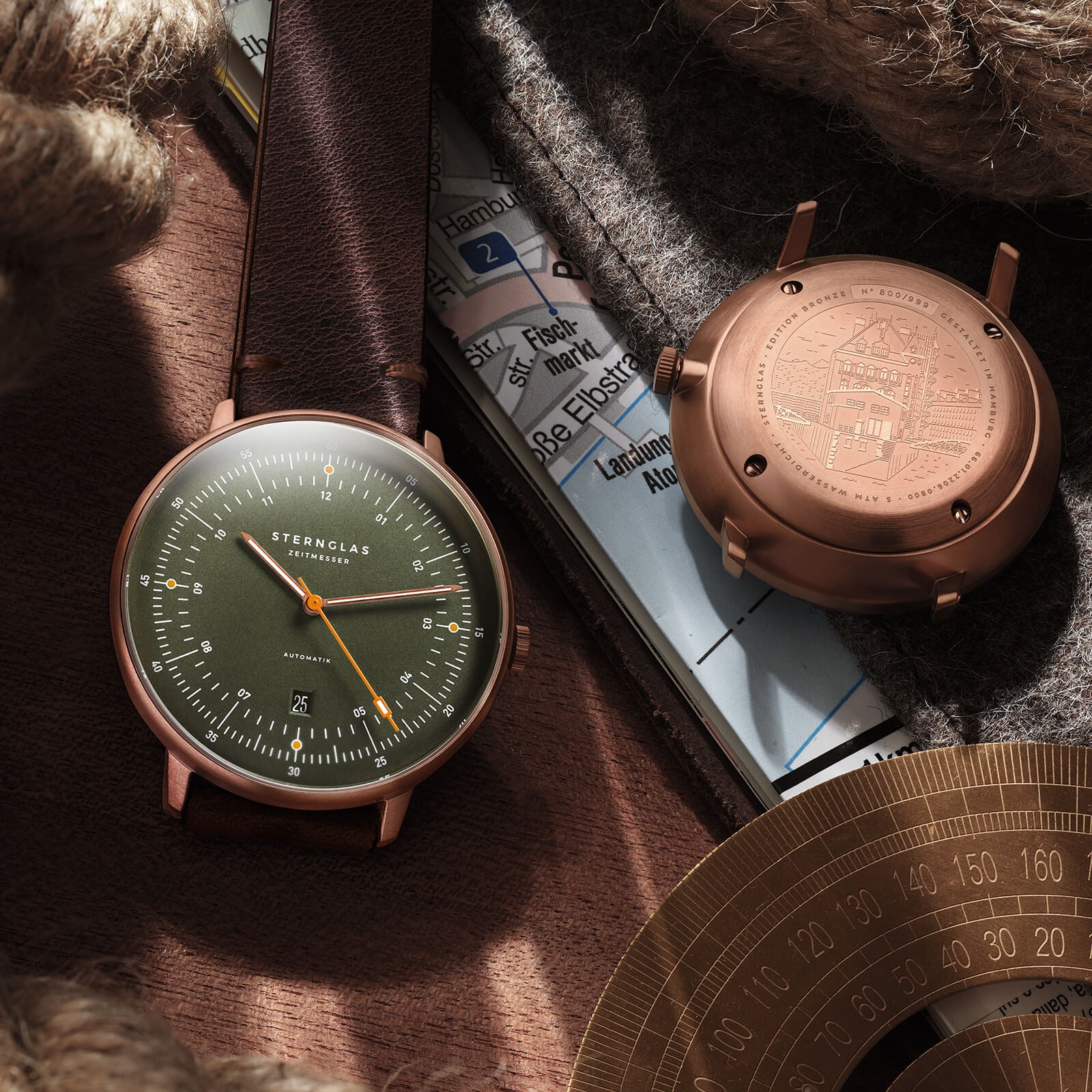 sternglas-hamburg-automatik-edition-bronze-42-mm-gr-n-leder image 4