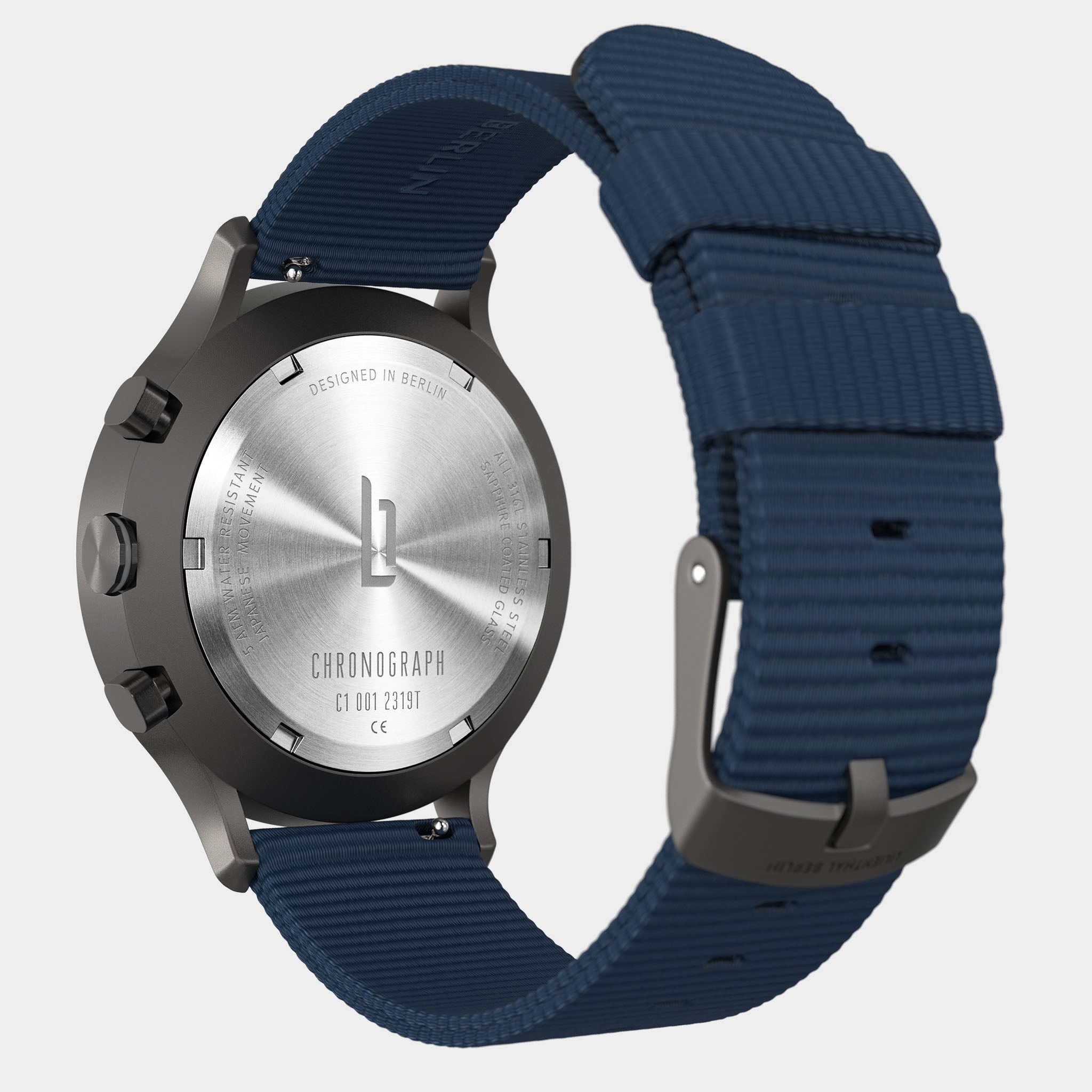 lilienthal-berlin-chronograph-dark-silver-white-recyceltes-pet-armband image 7