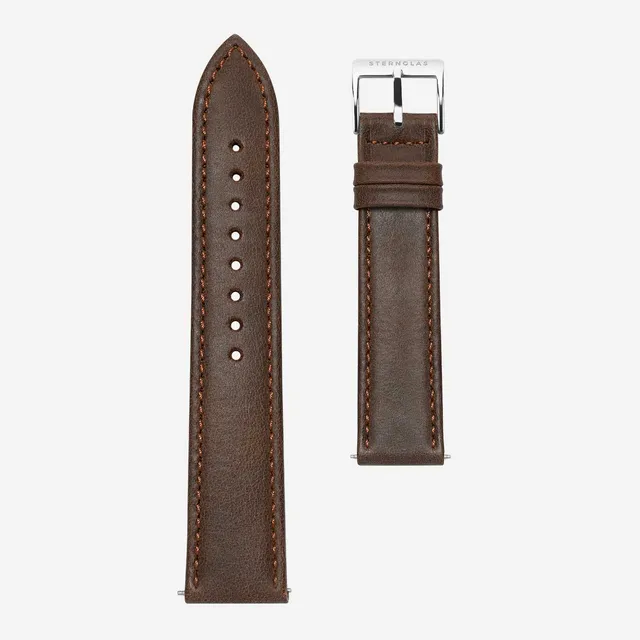 sternglas-modena-20-uhrarmband-leder-dunkelbraun-silber-20-mm-xs image 1