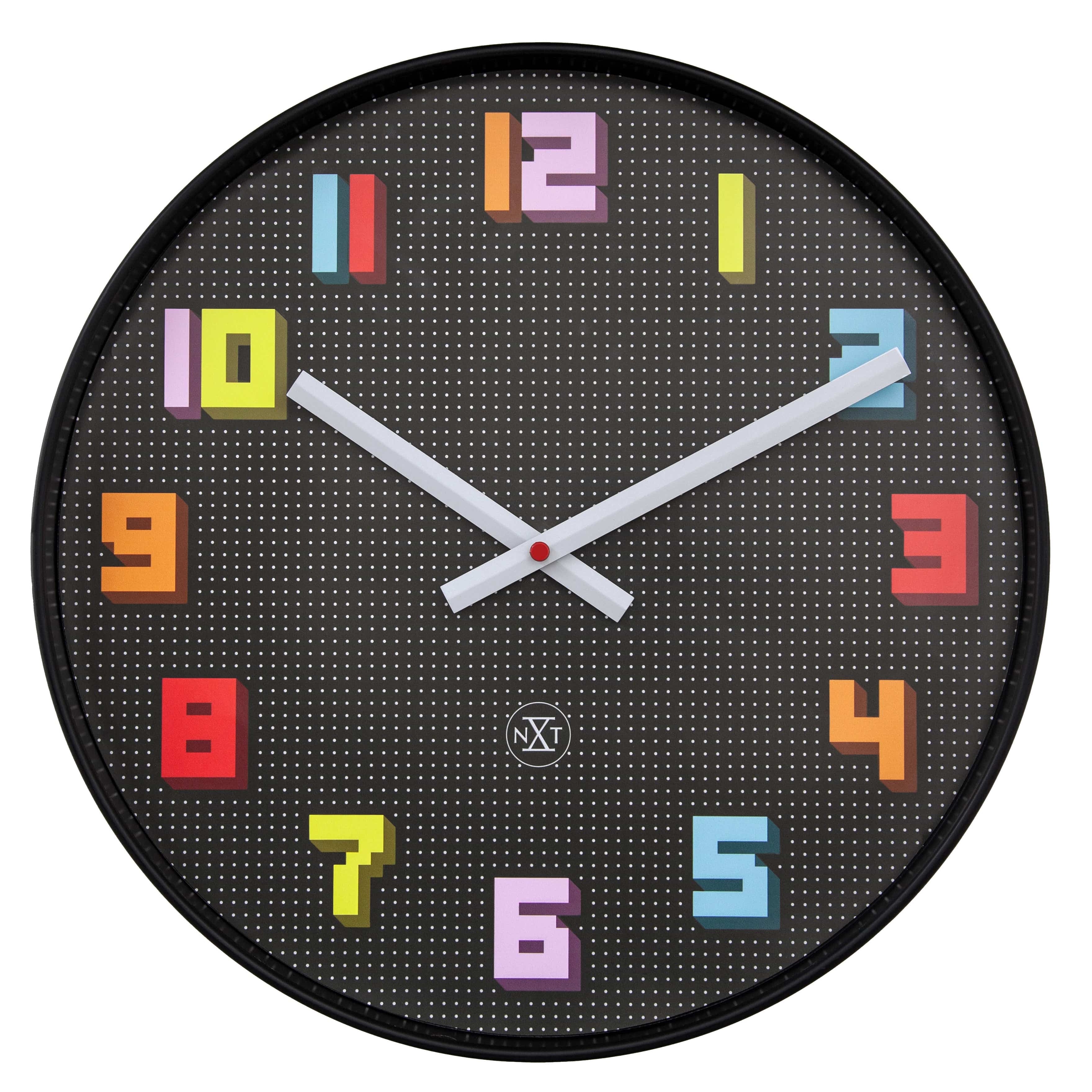 nextime-game-wanduhr-35cm-lautlos-schwarz-multicolor-abs-retro-gaming image 1