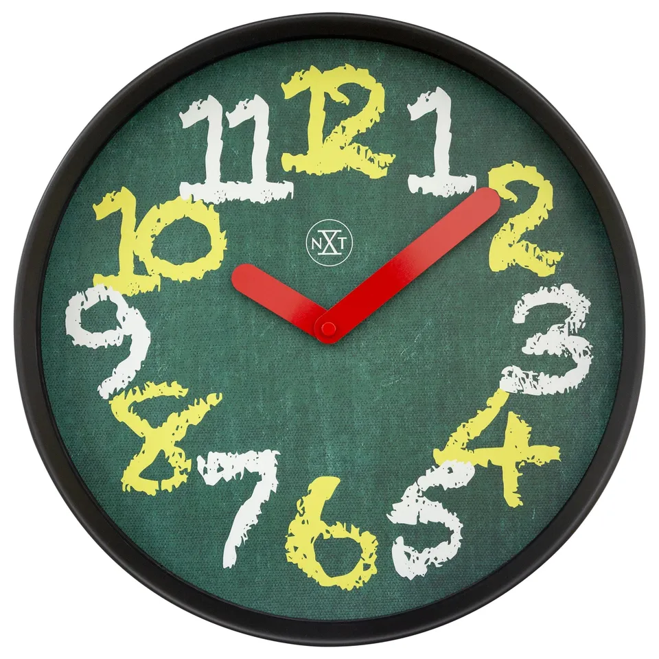 nextime-chalkboard-wanduhr-30-cm-silent-kunststoff-gr-n-tafel-look image 1