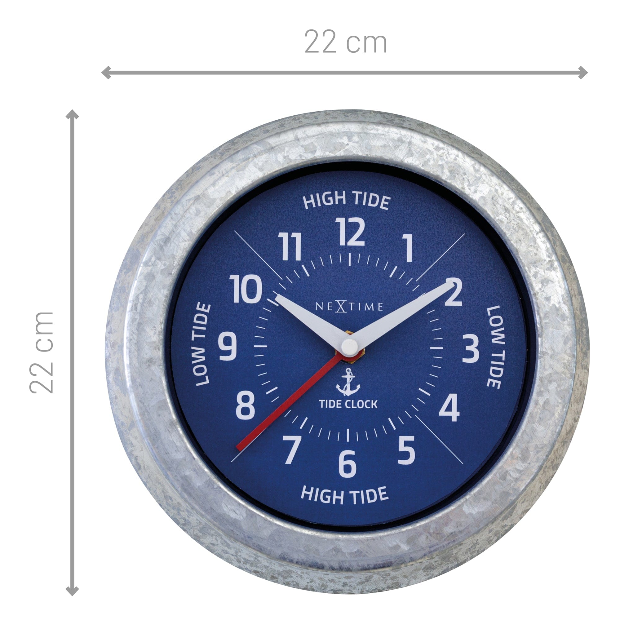 nextime-tide-wanduhr-22cm-mit-gezeiten-anzeige-galvanisiert-silber-blau image 5