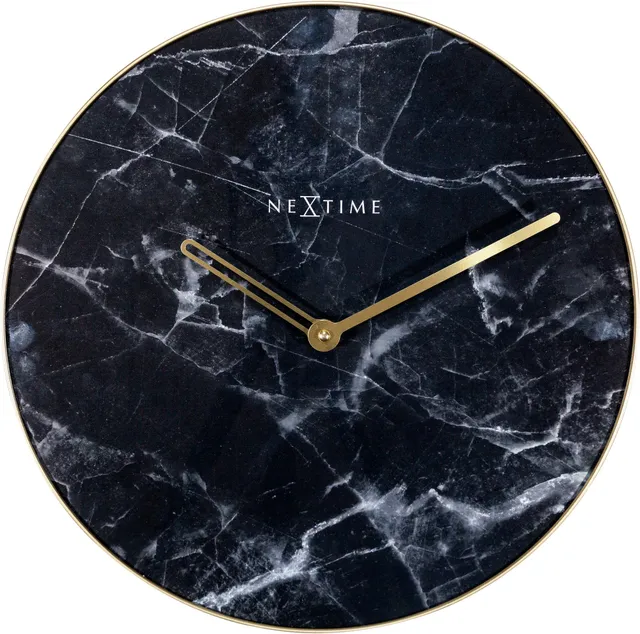nextime-marble-wanduhr-40-cm-glas-metall-schwarz-gold-lautlos image 1