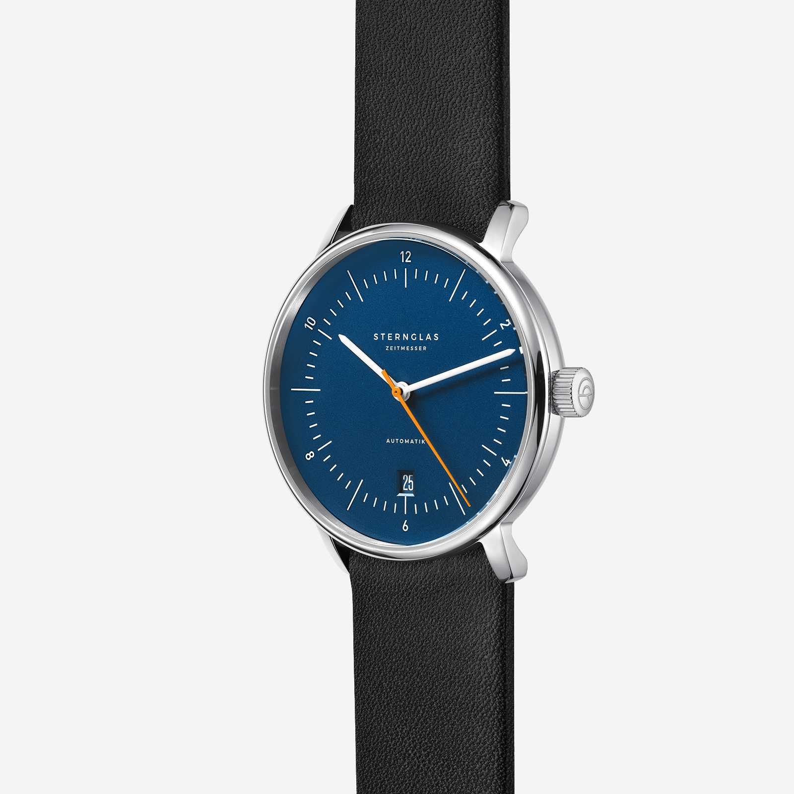 sternglas-naos-automatik-38-mm-blau-orange-mit-lederarmband image 2