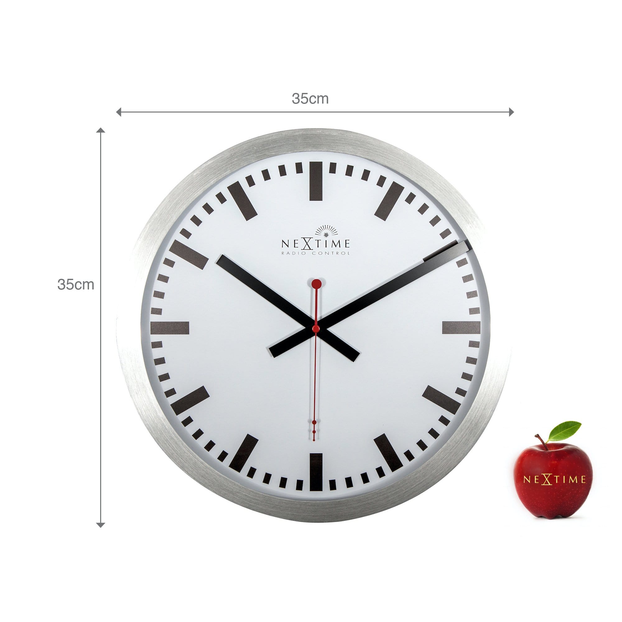 nextime-station-radio-controlled-stripe-wanduhr-35-cm-aluminium-wei image 5