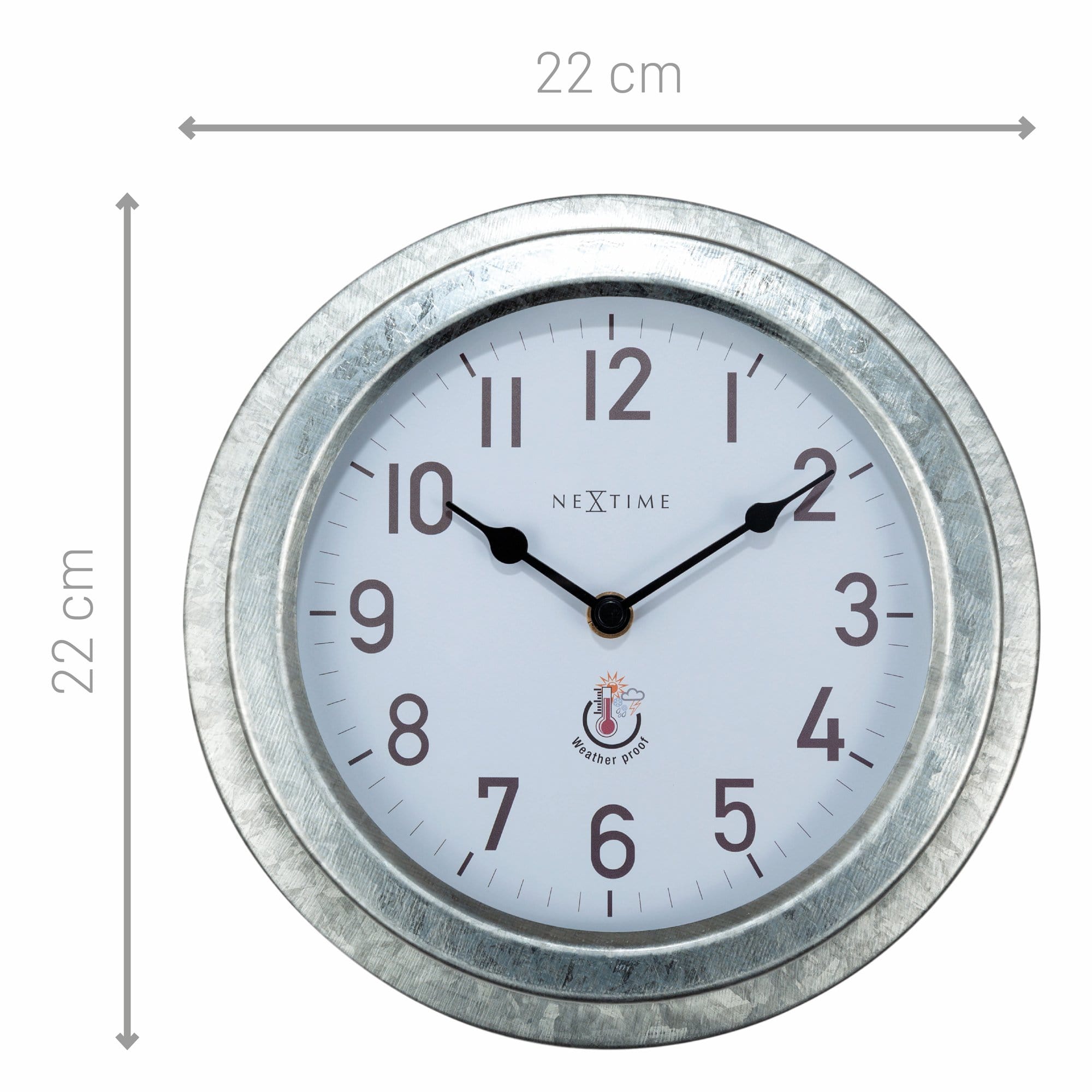 nextime-poppy-outdoor-wanduhr-22cm-wetterfest-metall-galvanized-wei-silber image 4