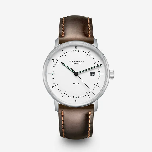 sternglas-naos-solar-herrenuhr-38-mm-wei-leder-silber image 1
