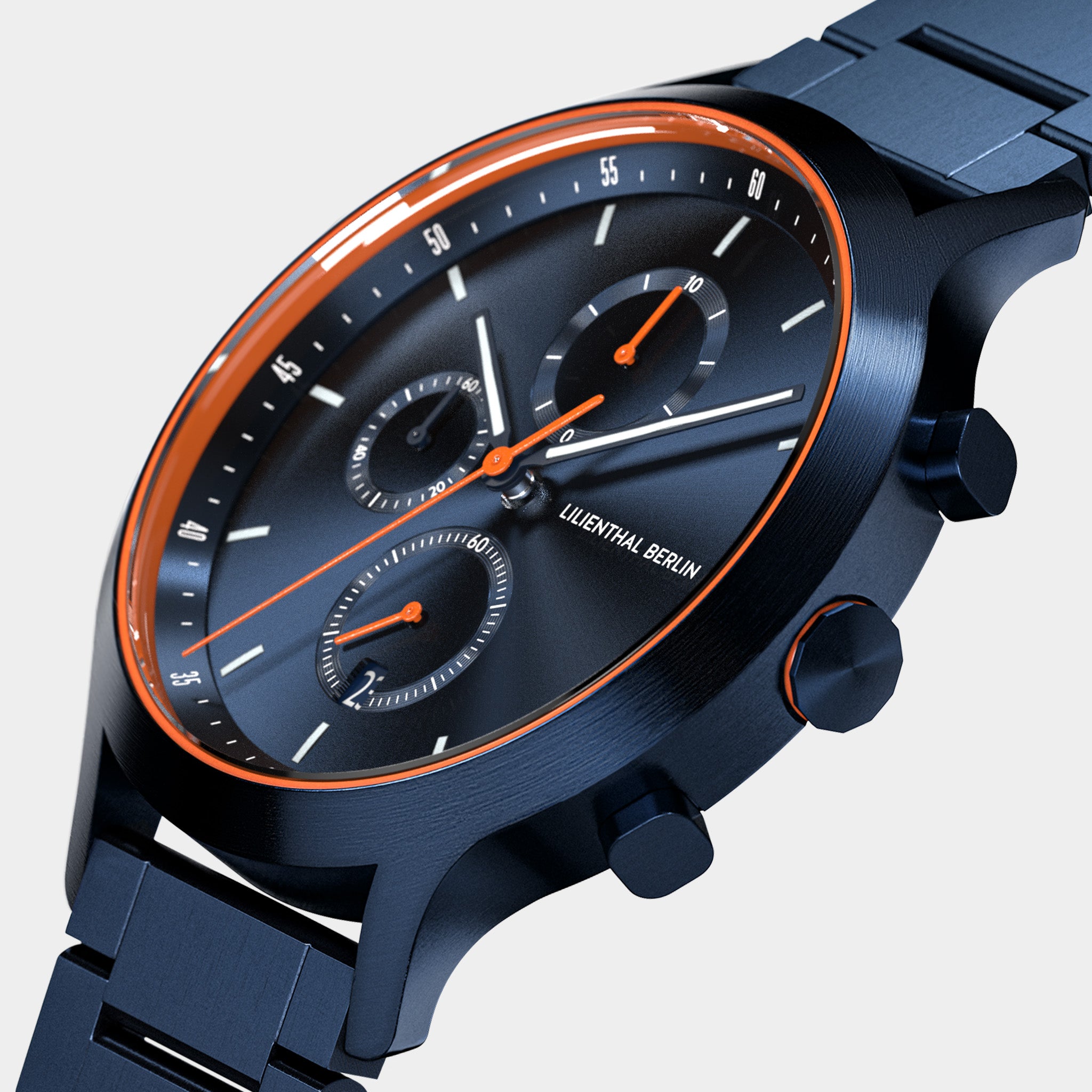 lilienthal-berlin-chronograph-armbanduhr-blue-orange image 2