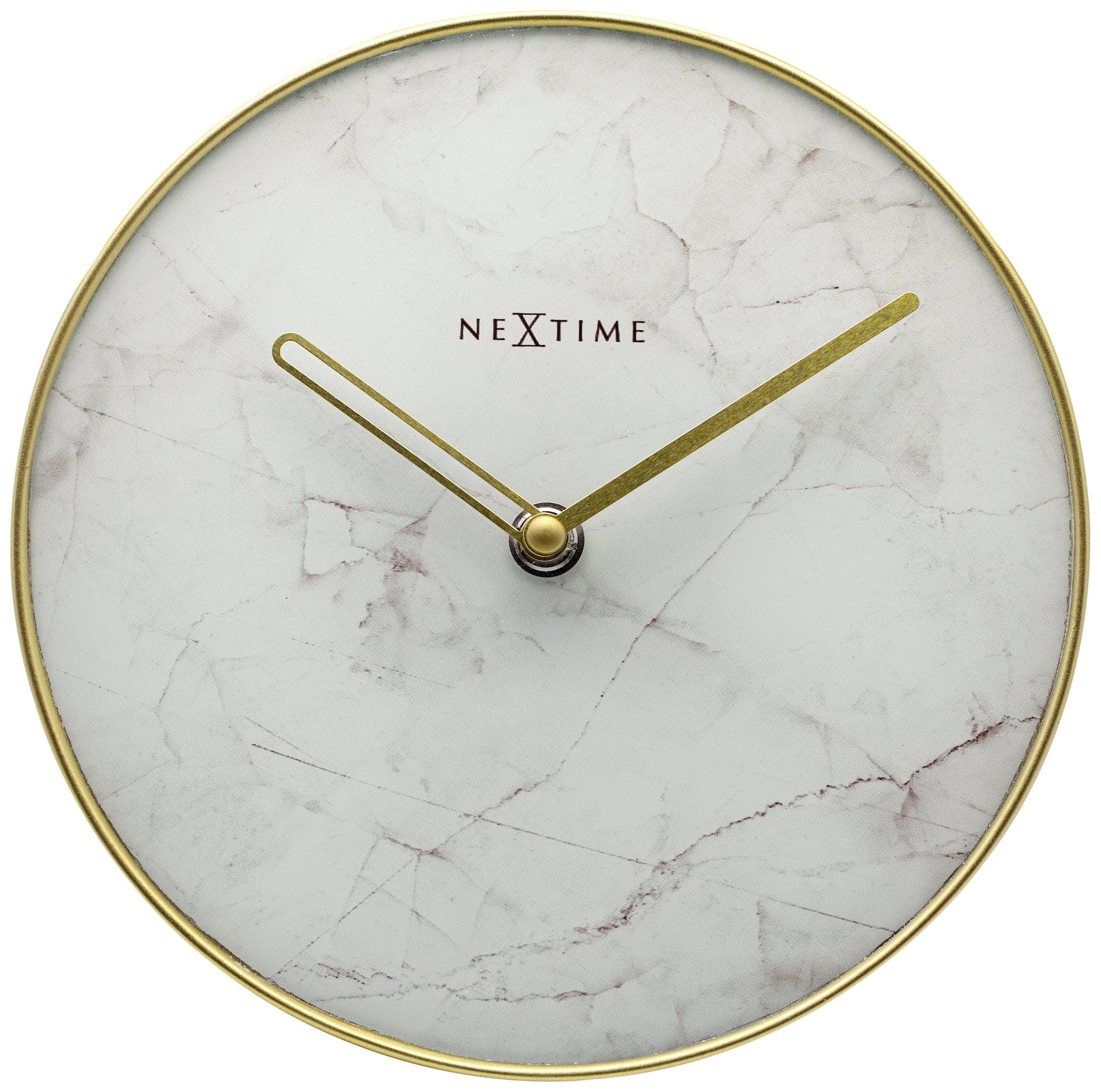 nextime-marble-tischuhr-wanduhr-glas-20-cm-marmor-gold-lautlos image 1