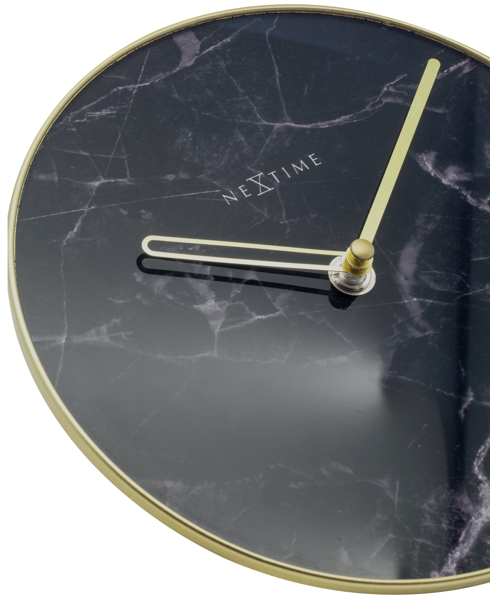 nextime-marble-table-tischuhr-20cm-glas-schwarz-marmor-gold image 4