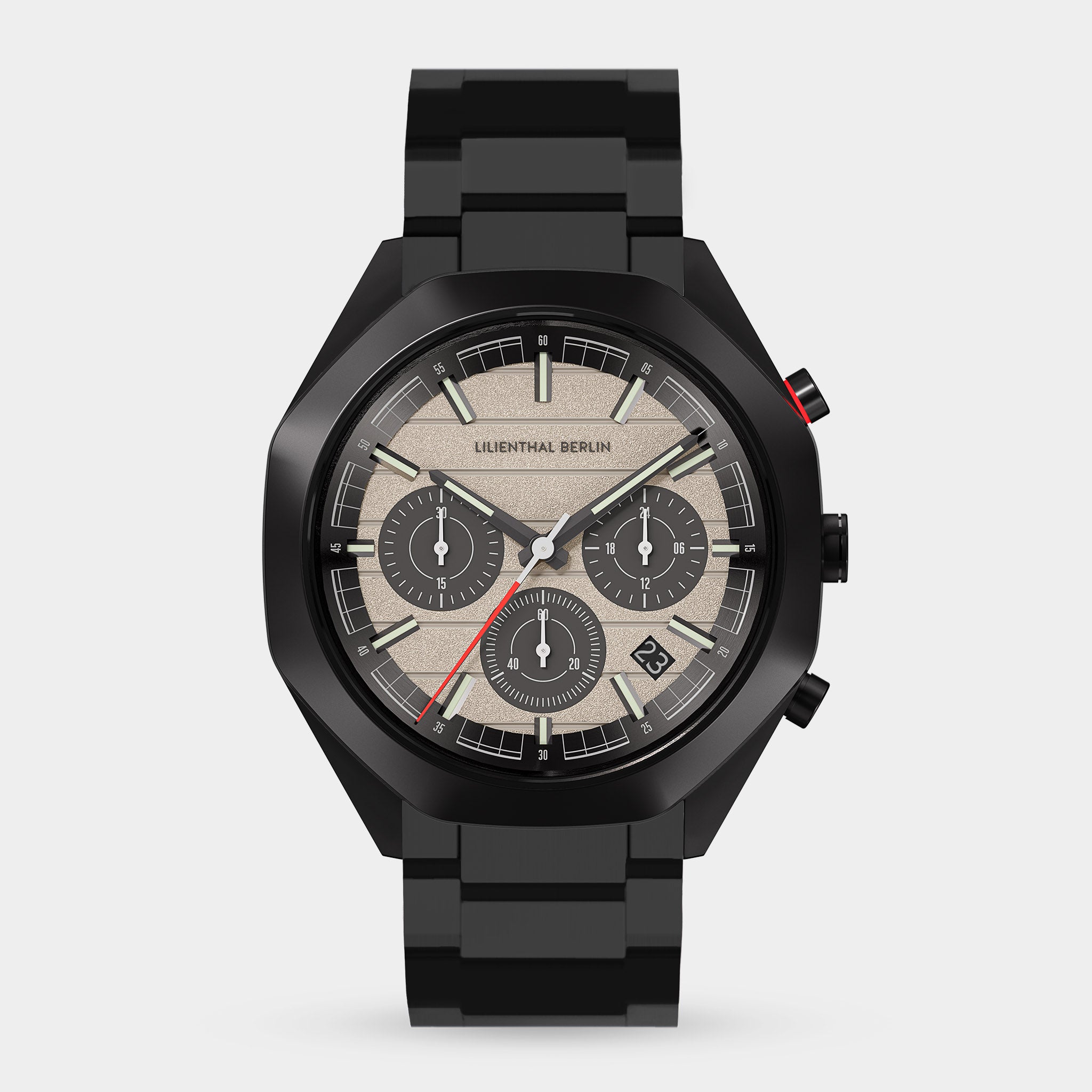 lilienthal-berlin-octachrono-black-sand-octagon-armbanduhr-mit-metallband image 1