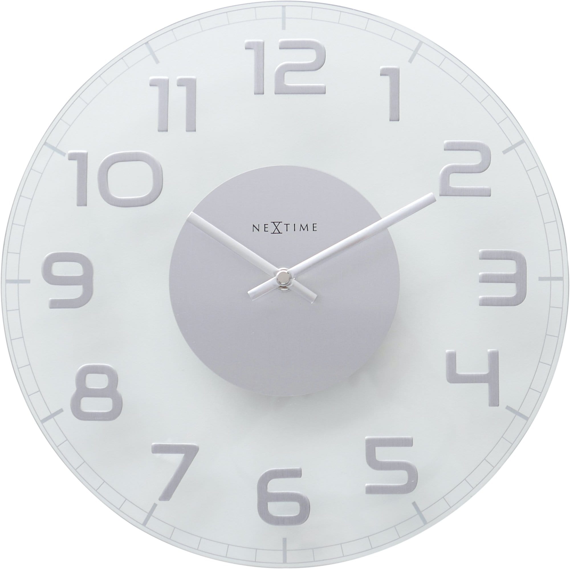 nextime-classy-round-wanduhr-30-cm-lautlos-glas-schwarz-wei image 6