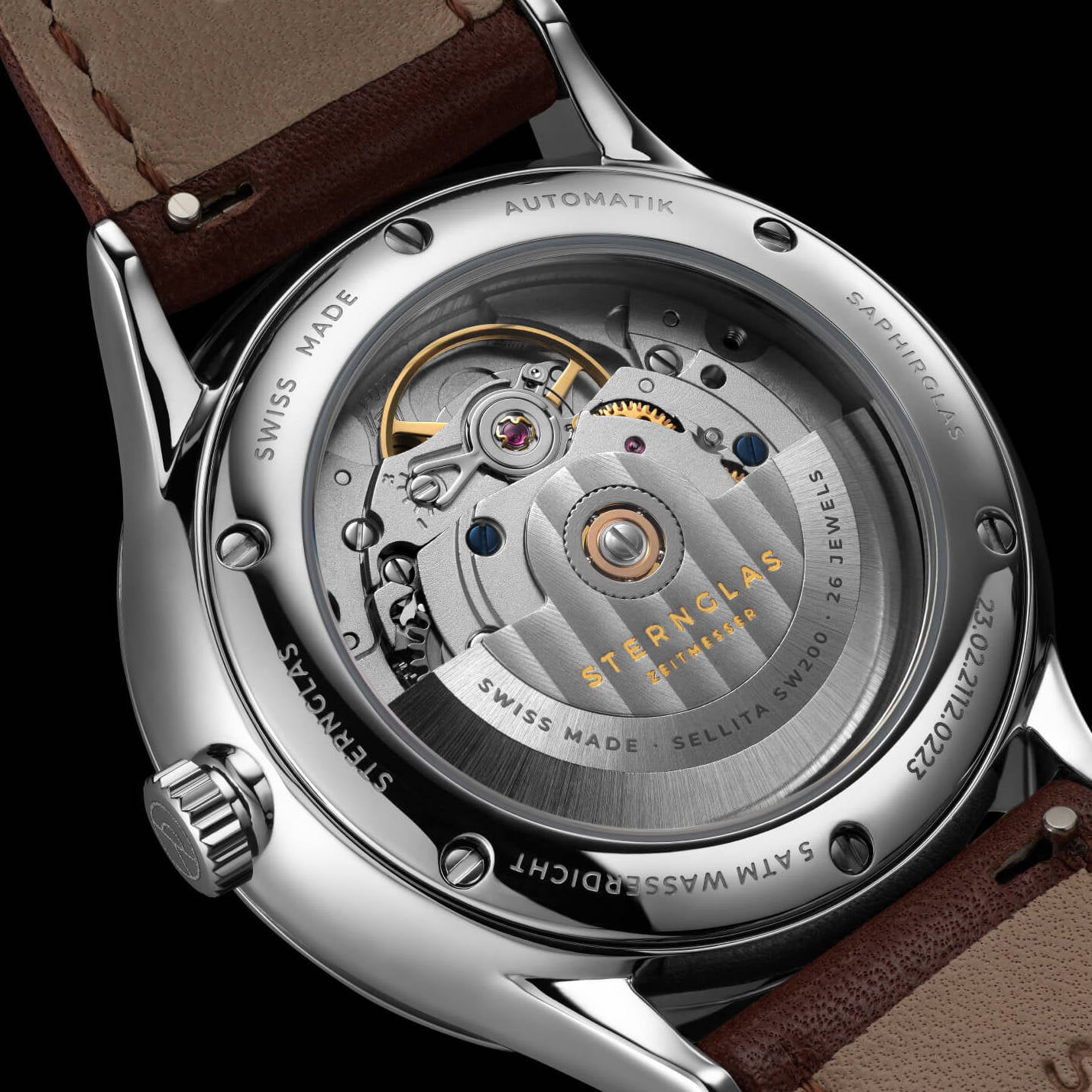 sternglas-kanton-2-0-silber-modena-braun-39-mm-unisex-uhr image 3