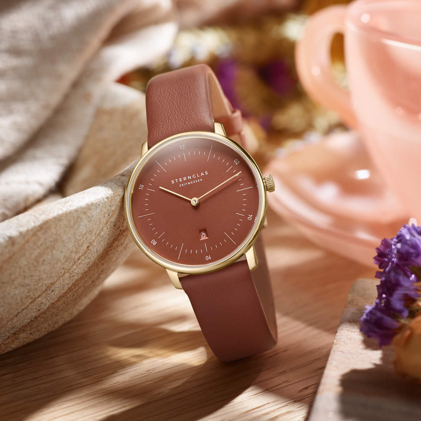 sternglas-naos-xs-edition-flora-damenuhr-33mm-terracotta-leder image 6