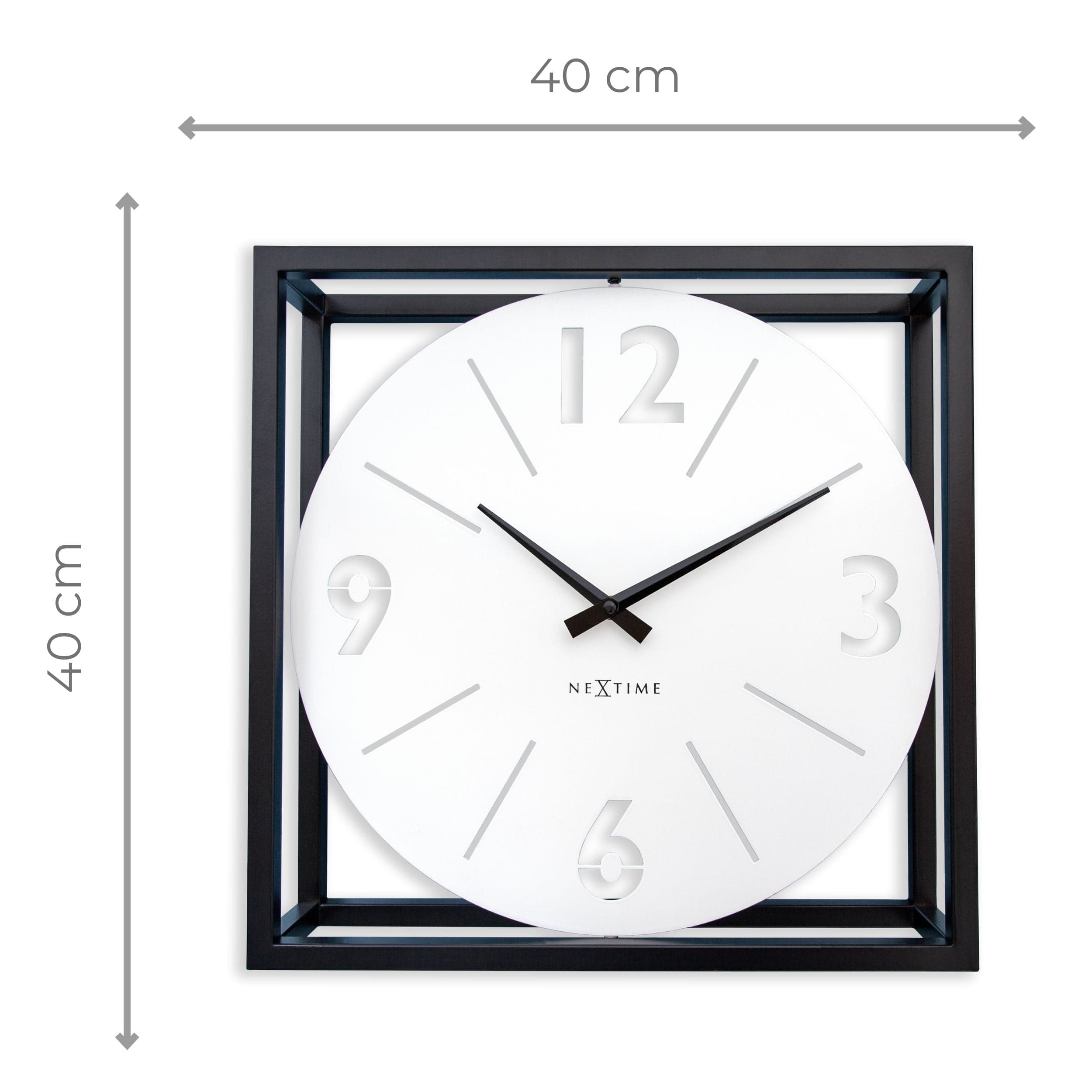 nextime-time-frame-tisch-wanduhr-40-x-40-x-9-5-cm-metall-schwarz-wei-drehbar image 8