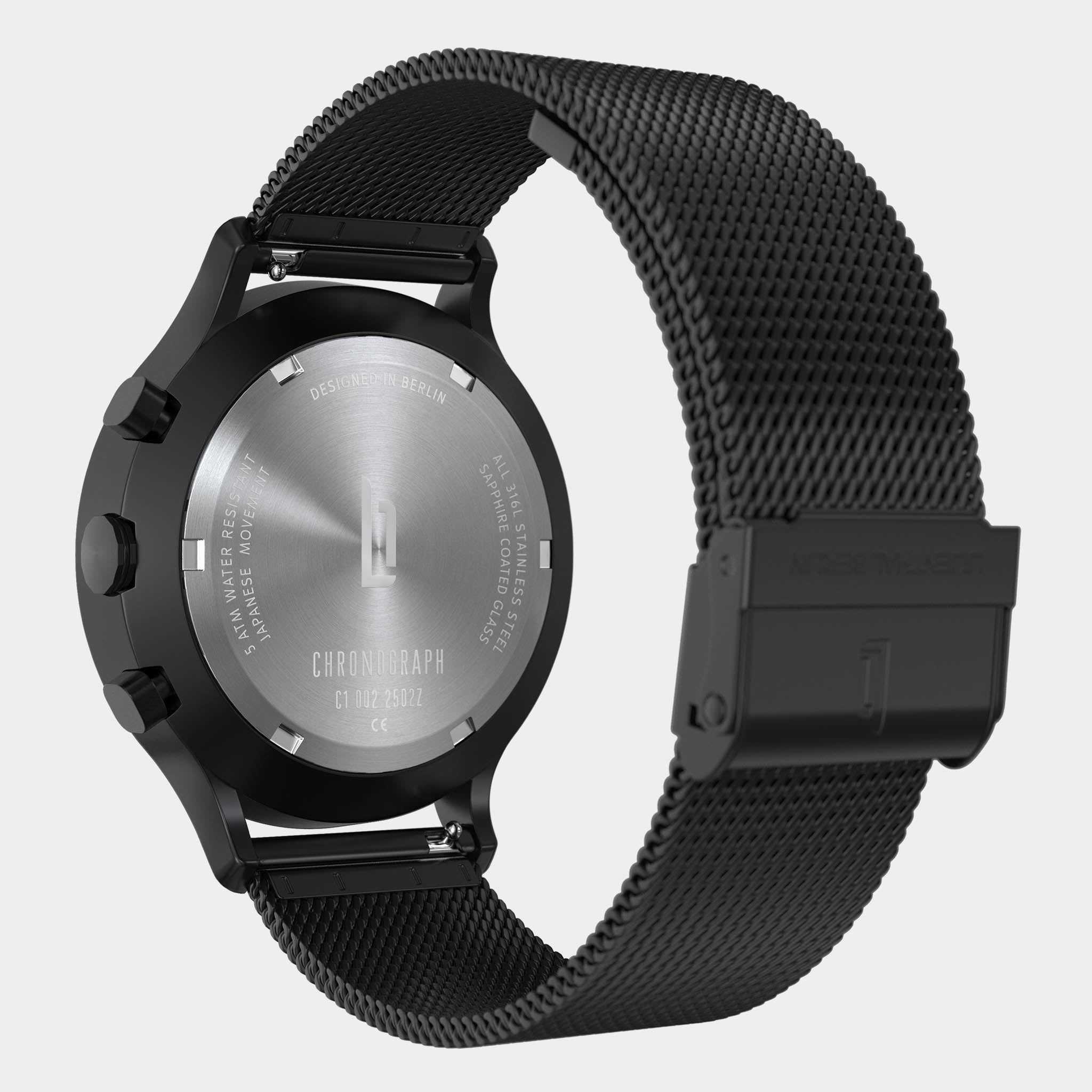 lilienthal-berlin-chronograph-all-black-mesh-armbanduhr image 7