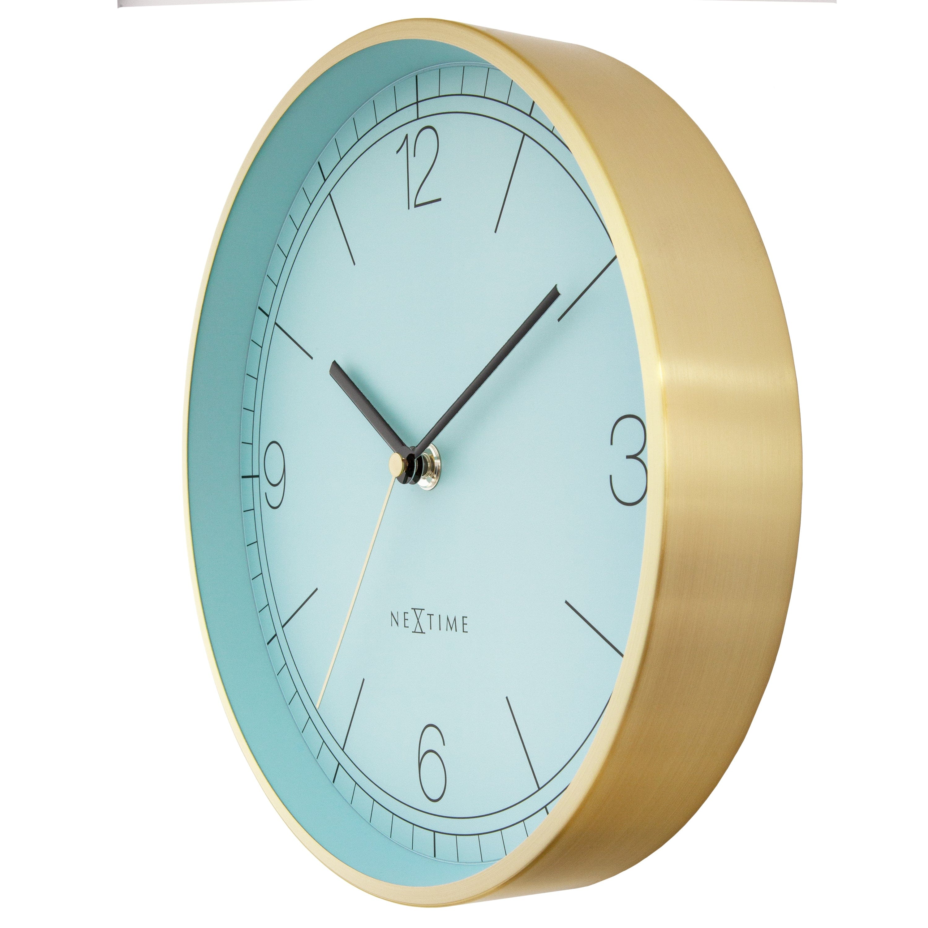 nextime-bolero-wanduhr-25-cm-leise-metall-gr-n-t-rkis-gold image 3
