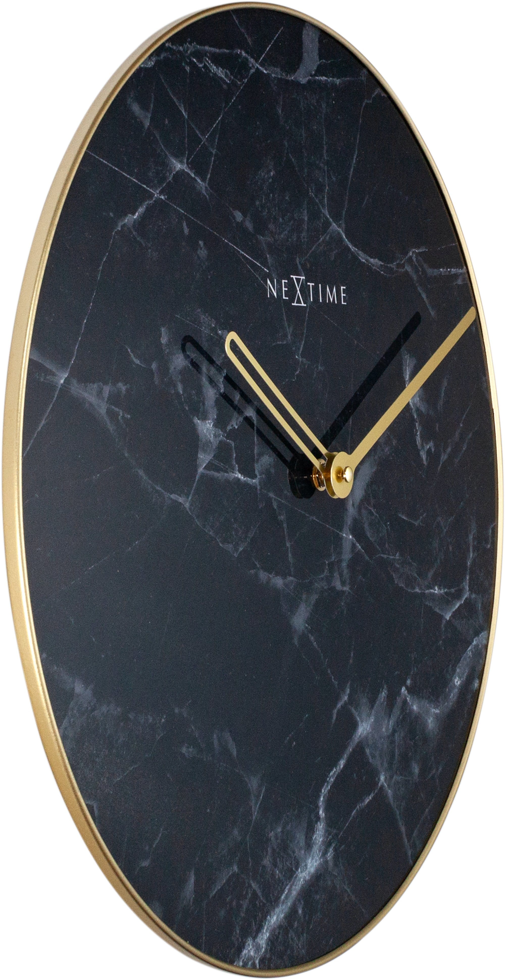 nextime-marble-wanduhr-40-cm-glas-metall-schwarz-gold-lautlos image 2