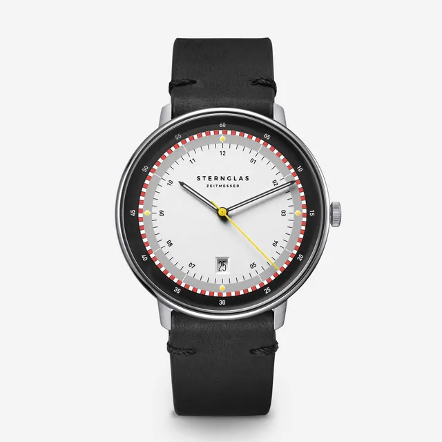 sternglas-hamburg-edition-hafen-uhr-42-mm-silber-leder image 1